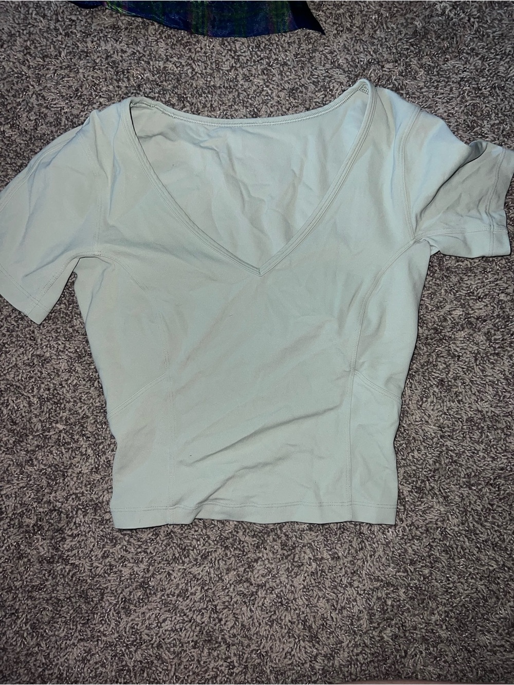 lululemon athletica Mint V-Neck Short Sleeve Crop Top